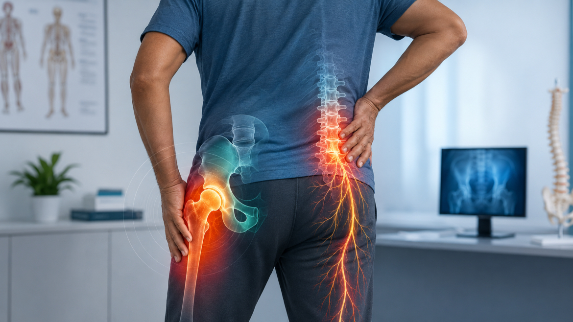 कूल्हे का दर्द या कमर का दर्द पहचानने के लिए hip और spine comparison